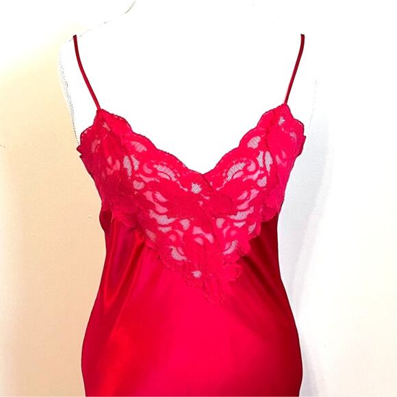 Vintage 90s Y2K Victorias Secret Slip Maxi Dress Size M Red Romantic Feminine - Picture 2 of 11
